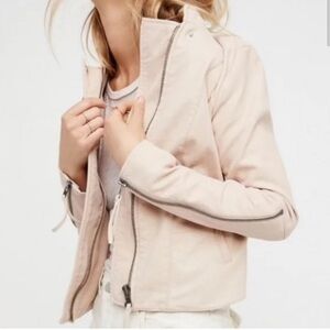 Free People faux leather light jacket with cloth panels
